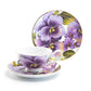 Stechcol Gracie Bone China Purple Gold Pansy Bone China Tea Cup and Saucer set