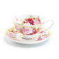 Stechcol Gracie Bone China Peony and Strawberry Pink Bone China Tea Cup and Saucer