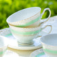 Grace Teaware Mint Stripe with Gold Dots Fine Porcelain Tea Cup and Saucer