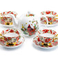 Stechcol Gracie Bone China Cardinal Poinsettia Chintz Gold 9-piece Tea Set