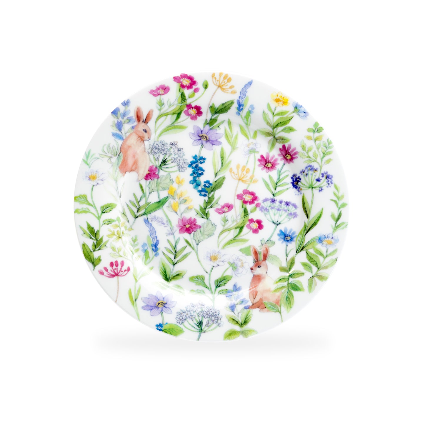 Stechcol Gracie Bone China 7.5" Spring Flower Bunny Bone China Dessert Plate