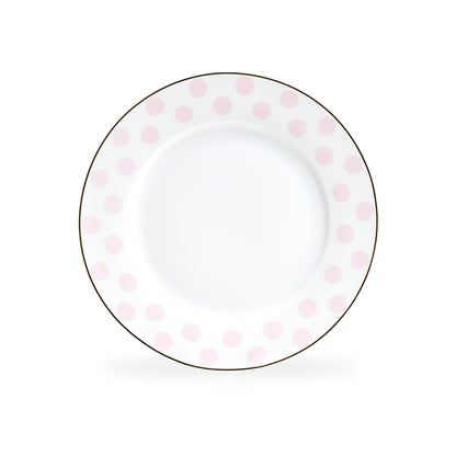 Grace Teaware 8" Pink Polka Dots Fine Porcelain Dessert Salad Plate