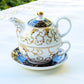 Black Gold Scroll Fine Porcelain Tea For One Set