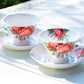 Stechcol Gracie Bone China Red Rose Garden Bone China Tea Cup and Saucer Set of 2