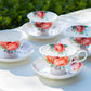 Stechcol Gracie Bone China Red Rose Garden Bone China Tea Cup and Saucer Set of 4