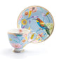 Grace Teaware Blue Spring Flowers with Hummingbird Fine Porcelain Tea Cup and Saucer