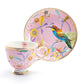 Grace Teaware Pink Spring Flowers with Hummingbird Fine Porcelain Tea Cup and Saucer
