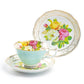 Rose Bouquet Assorted Colors Fine Porcelain Tea Cup and Saucer Set of 4
