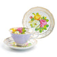 Rose Bouquet Assorted Colors Fine Porcelain Tea Cup and Saucer Set of 4