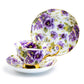 Stechcol Gracie Bone China Purple Pansy Gold Bone China Tea Cup and Saucer Set