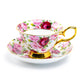 Stechcol Gracie Bone China Pink Rose Gold Bone China Tea Cup and Saucer