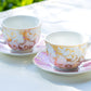 Grace Teaware Pink Gold Scroll Fine Porcelain Cup and Saucer Set of 2