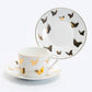 Gold Butterflies Fine Porcelain Tea Cup and Saucer