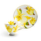 Iris Floral Fine Porcelain Tea Cup and Saucer Set of 4