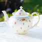 Rose with Blue Accent Fine Porcelain Teapot