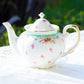 Rose with Green Accent Fine Porcelain Teapot