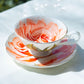 Orange Rose Gold Dots Bone China Tea Cup and Saucer