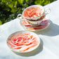 Orange Rose Gold Dots Bone China Tea Cup and Saucer
