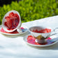 Red Rose Gold Dots Bone China Tea Cup and Saucer