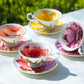 Red Rose Gold Dots Bone China Tea Cup and Saucer