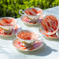 Orange Rose Gold Dots Bone China Tea Cup and Saucer