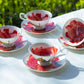 Red Rose Gold Dots Bone China Tea Cup and Saucer
