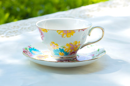 Shabby Rose Fine Porcelain Tea Cup and Saucer