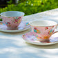 Pink Shabby Rose Fine Porcelain Tea Cup and Saucer