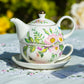 Pink Hollyhock Fine Porcelain Tea For One Set
