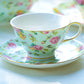 Gracie China Blue Cottage Rose Chintz Porcelain Teacup and Saucer Set