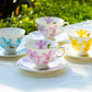 Iris Floral Fine Porcelain Tea Cup and Saucer Set of 4