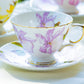 Iris Floral Fine Porcelain Tea Cup and Saucer Set of 4