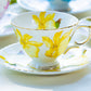 Iris Floral Fine Porcelain Tea Cup and Saucer Set of 4