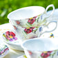 red and white pansy tea cup
