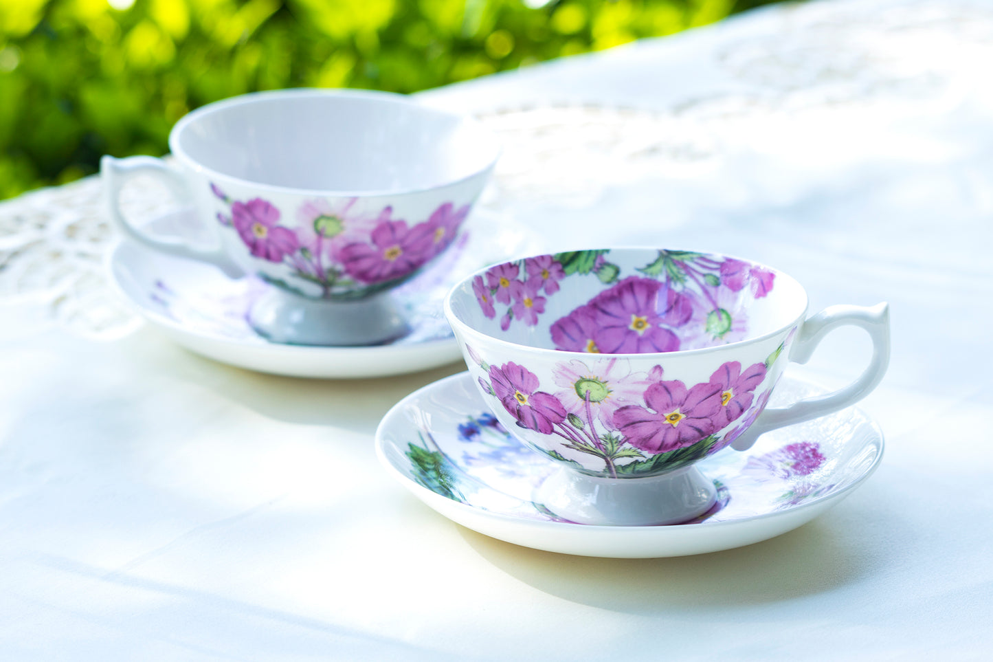 Pink Zinnia Bone China Tea Cup and Saucer