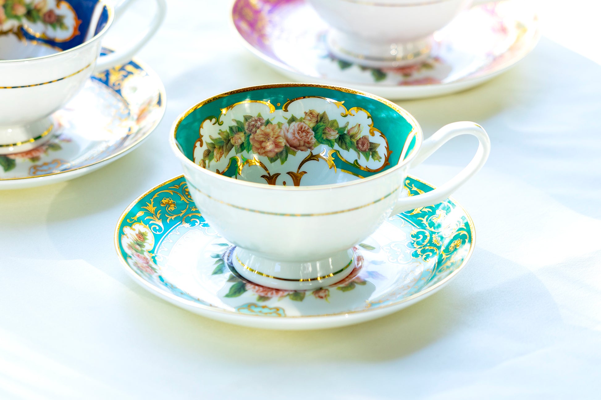 royal emerald gold teacup