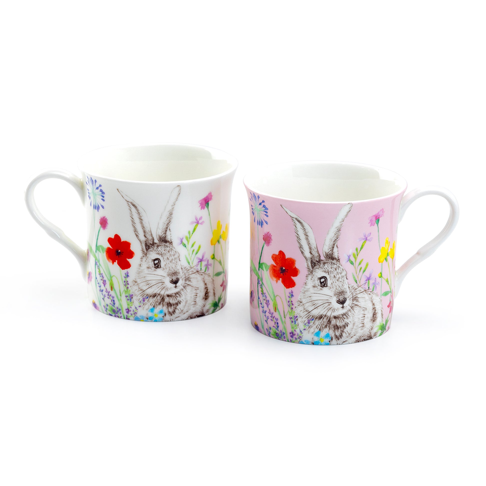 Stechcol Gracie Bone China Pink & White Flower Bunny Assorted Mugs