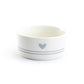Gray Raised Heart Ceramic Pet Bowl with Paw Print Teacup's Diner