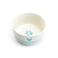 Turquoise Raised Heart Ceramic Pet Bowl with Paw Print