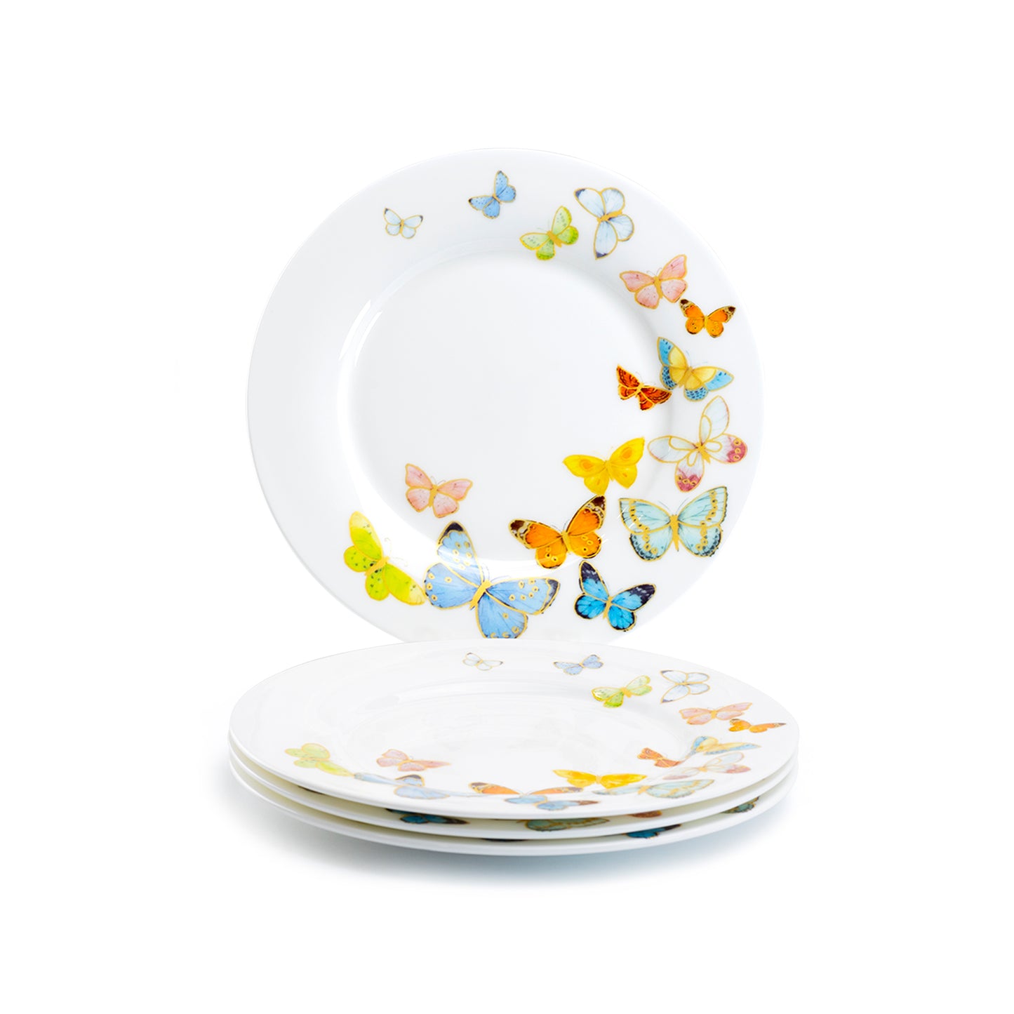 Stechcol Gracie Bone China 7.5" Spring Butterfly Bone China Dessert Plate Set of 4