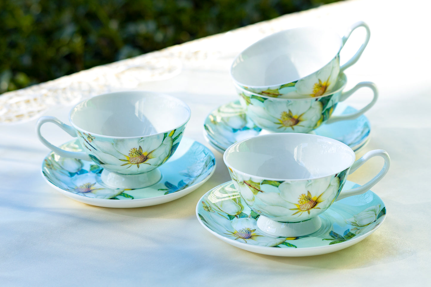 Bone China Tea Cup and Saucer Magnolia Flower