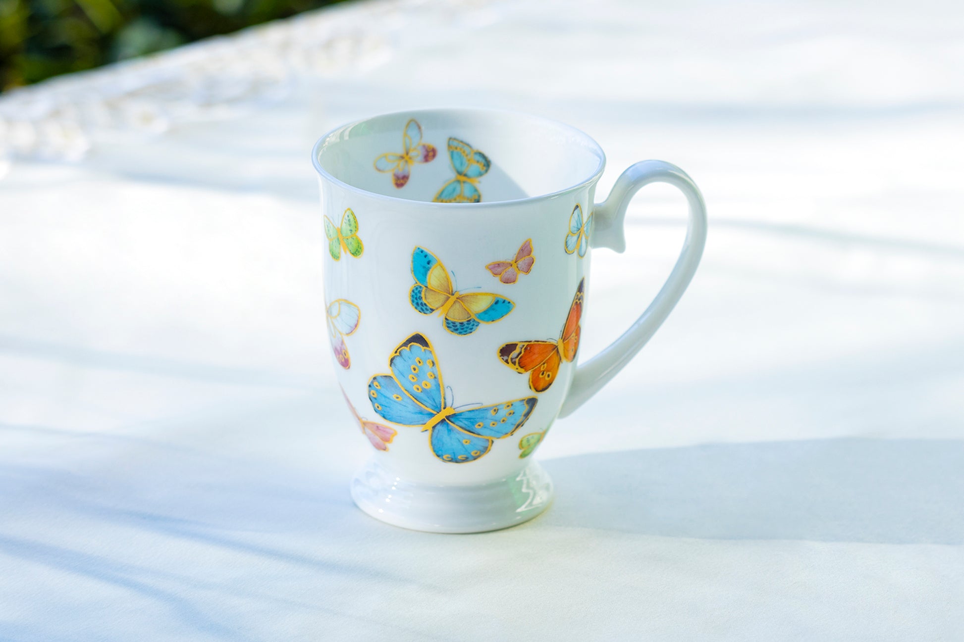 Stechcol Gracie Bone China Spring Butterfly Bone China Footed Mug