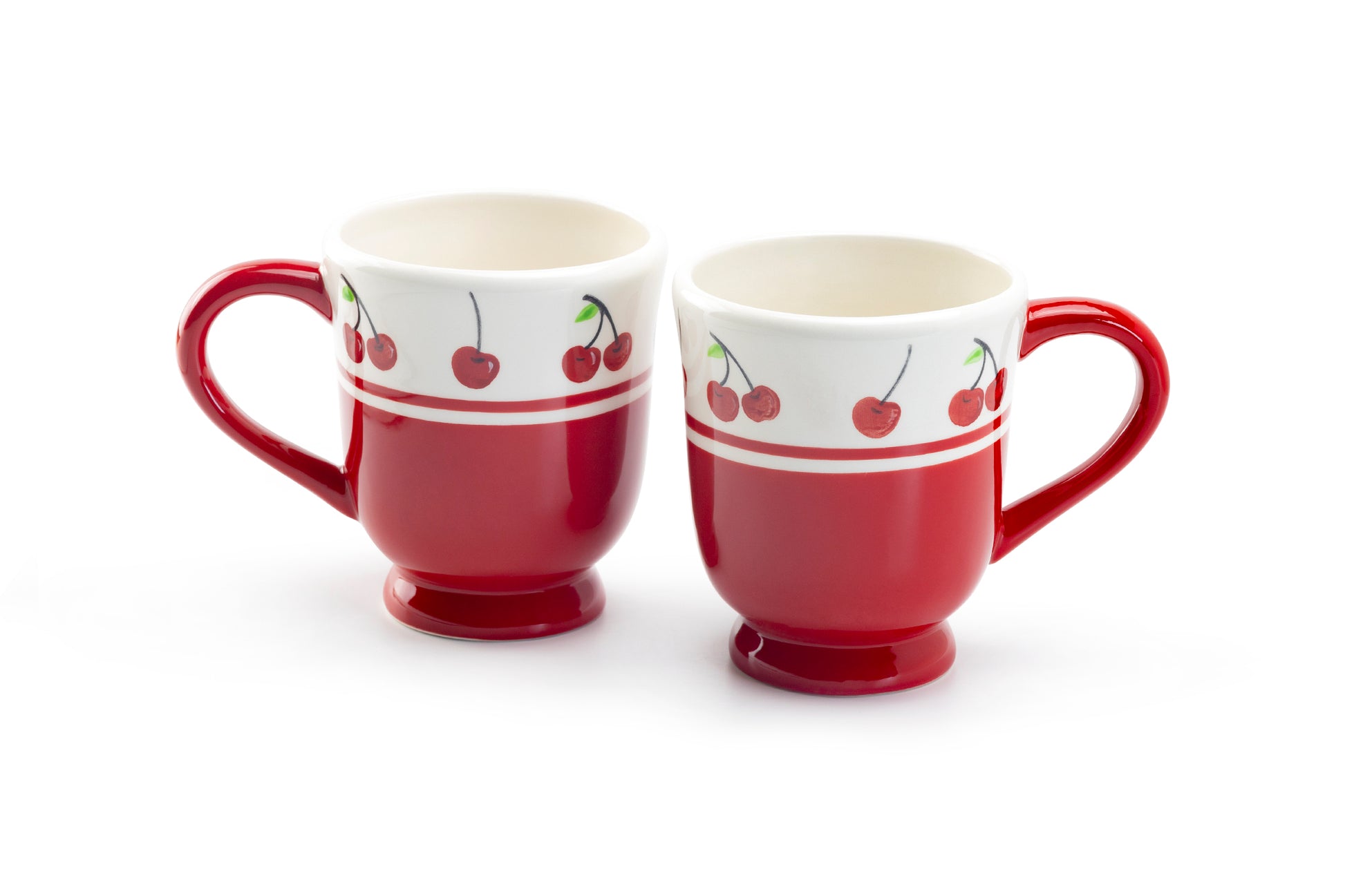 Potter's Studio Red Cherry Hand Painted Footed Mug