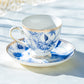 Grace Teaware Blue Spring Flowers with Hummingbird Porcelain Tea Cup and Saucer