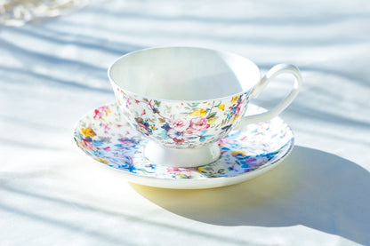 Gracie Bone China Petite Rose White Bone China Cup and Saucer
