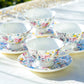 Stechol Gracie Bone China Petite Rose White Bone China Cup and Saucer Set of 4