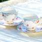 Grace Teaware Rose with Blue Accent Fine Porcelain Tea Cup and Saucer