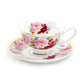 Stechcol Gracie Bone China Peony and Strawberry Bone China Tea Cup and Saucer