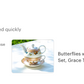 Butterflies with Pink Ornament Fine Porcelain Tea For One Set