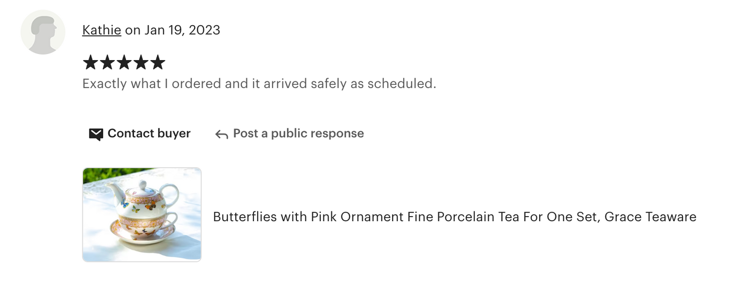Butterflies with Pink Ornament Fine Porcelain Tea For One Set